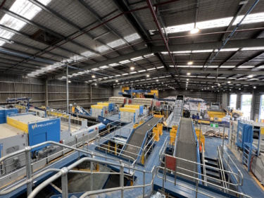 An interior photo of a recycling facility